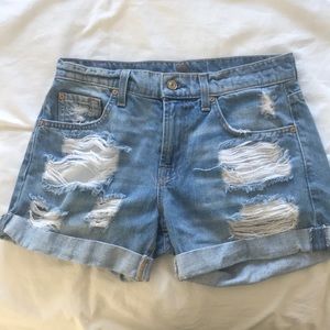 Distressed jean shorts. Seven for all mankind.